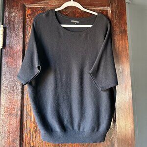 Quince Black Cotton, Ecovero Viscose, Cashmere Dolman-Relaxed Capsule Essential